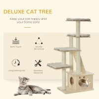 PawHut Multi-Level Cat Tree Condo Tower with Sisal-Covered Scratching Post, Activities for Kittens & Soft Cushion Luxury(m-4)
