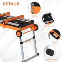 HOMCOM 5-in-1 Work Bench, Folding Work Table with Miter Saw Stand and Height Adjustable Legs, 440 lbs Capacity(m-8)