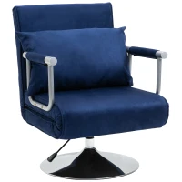 HOMCOM 3-IN-1 Sofa Chair Single Bed with 5-Position Adjustable Backrest and Seat Height, Thick Sponge Padding with Pillow, Blue(m-1)