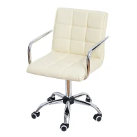 HOMCOM Modern PU Leather Midback Small Office Chair-Beige(m-5)