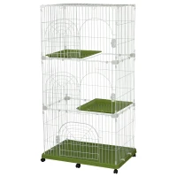 PawHut 70" 3-Level  Steel Wire Vertical Cat Condo Pet Cage - White/ Green(m-4)