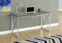 Monarch 48" Contemporary X Braced Writing Computer Desk - Dark Taupe / Chrome Metal(m-2)