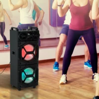 HomCom 37" 80 Watt Portable LED Wireless Bluetooth Compatible Dual Speaker Stereo with Wheels(m-5)