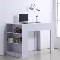 HomCom 40" Space Saving Modern Home Office Computer Desk Bookshelf Combo - White(m-2)
