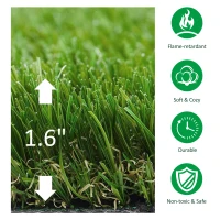 Outsunny 13' x 3.3' Synthetic Artificial Grass Turf Realistic Fake Thick Grass with UV Protection & Drain Holes, Outdoor Easy to Clean Lawn Pet Turf with High Density, 1.6'' Height(m-6)