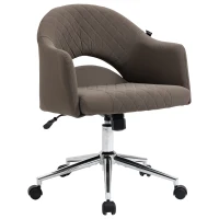 Vinsetto Mid Back Home Office Chair, Computer Desk Chair with Adjustable Height and Padded Seat, Brown(m-1)