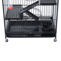 Pawhut 37” 4 Level Indoor Small Animal Cage Hutch - Black(m-5)