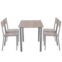 HOMCOM 5 Piece Dining Table Set for 4, Rectangular Kitchen Table and Chairs, Dining Room Set for Breakfast Nook, Small Space, Apartment, Dinette, Space Saving(m-11)