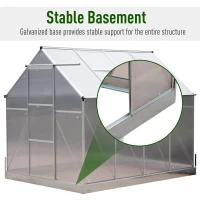 Outsunny 8' x 6' x 7' Polycarbonate Aluminum Framed Portable Walk-In Garden Greenhouse(m-8)
