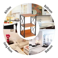 HomCom 3 Tier Wood X-Frame End Table - Black(m-4)