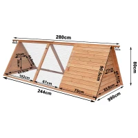 Pawhut Triangle Wooden Animal House Chicken Coop(m-3)