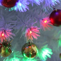 HOMCOM 6ft Tall Fir Artificial Christmas Tree with Realistic Branches, 230 Multi-Color Fiber Optic LED Lights and 230 Tips, White(m-14)