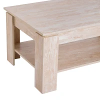 HomCom 43" Distressed Wood Rectangle Living Room Coffee Table with Lower Storage Shelf - Wood Grain(m-7)
