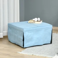 HOMCOM 4-in-1 Multi Function Folding Single Sofa Bed with Retractable Footrest, Convertible Sleeper with Adjustable Backrest For Living Room and Small Spaces, Light Blue(m-8)