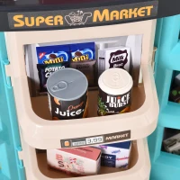 Qaba Kids Supermarket with Shopping Cart Play Set Toys with Working Scanner & Credit Card Reader for 3 to 6 Years - Green(m-11)