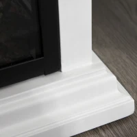 HOMCOM Electric Fireplace with Shelf, Storage Rack, Side Console Table, LED Log Flame, Auto Cut-Off, Remote Control, White(m-14)