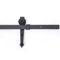 HomCom 6' Modern Interior Sliding Barn Door Hardware Kit - Black Carbon Steel Arrow(m-7)