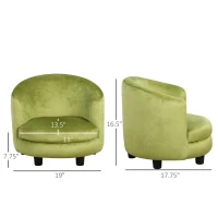 Qaba Velvet Kids Armchair Kids Furniture with Armrest, Plastic Legs - Green(m-3)