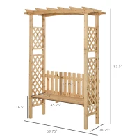 Outsunny Outdoor Garden Bench Arch Pergola with Natural Fir Wood Build, Protective Varnish, & 2 Person Ergonomic Bench(m-3)