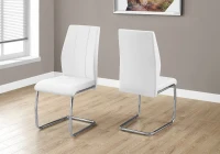 Monarch 2 Piece PU Leather Cantilever Chrome Metal Legged Modern Dining Chair Set - White(m-2)