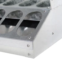 PawHut Rat Proof Auto Large Chicken Feeder Against any Other Animals Galvanized Steel Poultry Feeders Size for 10 Chickens Holds up to 10 L of Feeds Silver/Red(m-11)