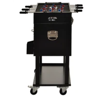 Outsunny Patio 65L Rolling Cooler Cart with Foosball Tabletop - Ice Beverage Chest for Outdoor Parties and Events(m-8)