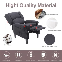 Open Box HomCom Personal Heated Vibrating Faux Suede Massage Recliner Chair - Black(m-8)