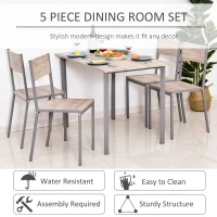 HOMCOM 5 Piece Dining Table Set for 4, Rectangular Kitchen Table and Chairs, Dining Room Set for Breakfast Nook, Small Space, Apartment, Dinette, Space Saving(m-5)