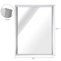 kleankin 24” L x 32” W Framed Wall Mounted Bathroom Vanity Mirror - Silver(m-3)