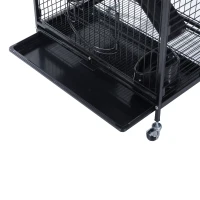 Pawhut 37” 4 Level Indoor Small Animal Cage Hutch - Black(m-9)