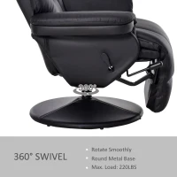 HOMCOM Manual Recliner, Swivel Lounge Armchair with Side Pocket, Footrest and Cup Holder for Living Room, Black(m-7)