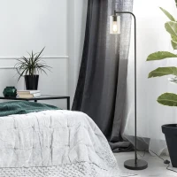 HOMCOM Modern Stylish Tall Pole Floor Lamp, Land Light with Metal Base, Cylindrical Shaped Glass Shade, Black(m-2)