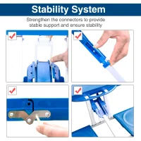Outsunny 53" Camping Table and Chairs, Foldable with 4 seat Plastic Portable Compact Suitcase, Camping Table Set with Umbrella Hole, Blue(m-5)