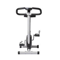Soozier Upright Stationary Exercise Cycling Bike w/ LCD Monitor - White and Black(m-6)