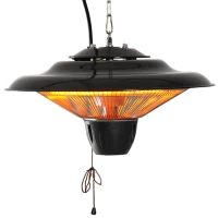 Outsunny 1500W Patio Gazebo Ceiling Mounted Patio Heater String Control with Light - Black(m-8)
