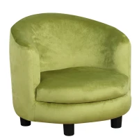 Qaba Velvet Kids Armchair Kids Furniture with Armrest, Plastic Legs - Green(m-1)