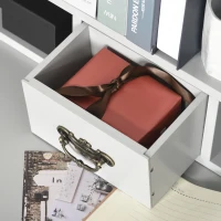 HOMCOM Study Writing Desk Computer Table Workstation with Removable Shelf, 2 Drawers, and Wide Tabletop, Grey(m-9)