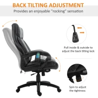Vinsetto 6 Vibrating Massage Office Chair, Heavy-Duty Ergonomic Desk Chair with 5 Modes, Padded Armrest, Rolling Swivel PU Leather Task Computer Chair for Adults(m-5)