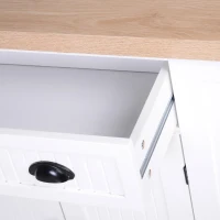 HOMCOM Fluted-Style Wooden Kitchen Island, Storage Cabinet with Drawer, Open Shelving, and Interior Shelving for Dining Room, White(m-16)