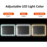 kleankin 24"x32" LED Bathroom Horizontal/Vertical Mirror with Defogging Function, and 3 Color White Temperatures(m-6)