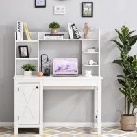 HOMCOM Home Office Computer Desk with Hutch and Storage Cabinet and 6 Shelves, White(m-7)