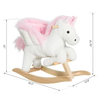 Open Box (Cosmetic Blemish) Qaba Kids Wooden Plush Ride-On Unicorn Rocking Horse Toy with Sing Along Songs(m-4)
