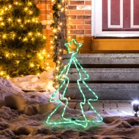 Outsunny 30" Outdoor LED Christmas Tree Rope Lights, LED Outdoor Christmas Decoration with Ground Stakes, Green(m-11)
