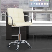 HOMCOM Modern PU Leather Midback Small Office Chair-Beige(m-2)