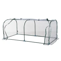 Outsunny 7' x 3' x 2.5' Mini Greenhouse, Portable Tunnel Green House with Roll-Up Zippered Doors, UV Waterproof Cover, Steel Frame, Clear(m-1)