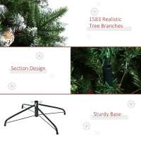 HOMCOM 7ft Artificial Pine Tree Holiday Home Christmas Decoration with Removable Branches, Pinecone - Red Berries(m-7)