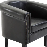 HomCom Faux Leather Traditional Club Armchair Smoking Chair - Dark Brown Black(m-11)