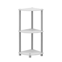 Monarch 30" Modern 3-Tier Corner Display Shelf Accent Table - Reversible Black or White Finish(m-1)