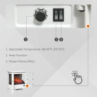 HOMCOM Electric Fireplace Heater, Freestanding Fireplace Stove with Realistic LED Log Flames and Overheating Safety Protection, 1400W, White(m-6)