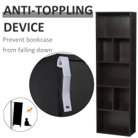 HOMCOM 5-Tier Contemporary Wood Bookcase with Open Storage Display Rack for Home, Office, and Study - Dark Coffee(m-5)